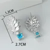 Ohrstecker Bohemian Square Blau Grün Rot Lila Schwarz Stein Blatt Für Frauen Silber Farbe Vintage Zirkon Hochzeit Schmuck Geschenke