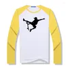 Herren T-Shirts Skateboarder Figur Design Shirt Ment Style Langarm Neuartige Männer Raglan T-Shirt Modal Tees Top