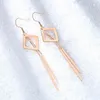 Pendientes colgantes, cadena larga con borlas de oro rosa Simple, gota de Color plateado para mujeres, joyería de moda estética coreana