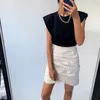 Skirts Women's Summer Sexy Pu Leather Matte High Waist Leather Women's Autumn and Winter Basic Leather Soil Color Leather Ropa Cream 230710