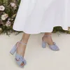 Sandali Fashion Summer Solid High Chunky Heels Open Toe Big Size 43 Butterfly Knot Elegant Weeding Party Scarpe da donna 230711