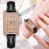Wristwatches Diamond Quartz Watches For Women Rectangle Leather Wristwatch Clock Casual Girls Montre Femme Relogio Watch
