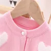 Abbigliamento per bambini cardigan in lana per bambina new baby mink love maglione jacquard in filato con anima in autunno e inverno
