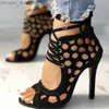 Dress Shoes Women's Summer High Heels Sandals Peep Toe Hollow High Heels Corner Shoes Cut Out Fashion Casual Sexy Party Plus Size Pump Z230711