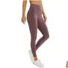 Yoga Outfit L-85 Materiale nudo Donna Tinta unita Sport Abbigliamento da palestra Leggings Vita alta Elastico Fitness Lady Collant generale Allenamento Dr Dhadc