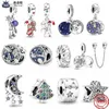 Pour les charmes de pandora authentiques perles en argent 925 Dangle Charm New Milky Way Stars Moon Tree Astronaut Cookies Santa Claus Christmas Bead