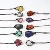 Pendentif Colliers Naturel Pierre Brute Net Sac Rose Quartz Améthyste Fluorite Cristal Collier Pour Femmes Hommes Drop Delivery Bijoux Pend Dhjrm