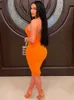 Abiti sexy urbani Sexy Halter Cut Out Backless Bodycon Midi Dress Donna senza maniche Solid Abiti eleganti 2022 Summer Nightclub Party Vesitdos L230711