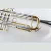 Trumpet BB B platt triton trumpet mässingsinstrument med hårt fodral, munstycke, trasa och handskar, silverpläterad