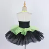 Stage Wear Women Girl Green Shiny Sequin Dance Leotard Ballet Tutu Dress Unitard Lovely Mesh Performance Costume