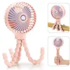 Elektriska fläktkameror Portable Octopus Barnvagnar Fan Outdoor Cart Fan Clip On For Baby 600mAh USB RECHARGEABLE HANDHELD Electric Fan For Home