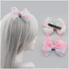 Hair Accessories Rainbow Gradient Bow Hairpin Children Princess Cute Head Flower Holiday Party Gift Wholesale Drop Delivery Baby Kid Dh4Ck