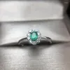 Clusterringe YULEM Natürlicher grüner Smaragd Ring für Frauen Vintage Edelstein 925 Sterling Silber vergoldet Schmuck Zubehör