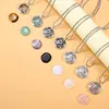 Pendant Necklaces Natural Stone Pendants Necklace Alloy Cover Healing Crystal Agate Stainless Steel Chain For Jewelry Gift