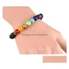 Bracelets De Charme 7 Chakra Bracelet Hommes Femmes Lave Noire Guérison Nce Reiki Prière Pierre Naturelle Perles Yoga Huile Essentielle Diffuseur Goutte Dh4Pl