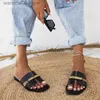 Hausschuhe 2022 Neue Sommermode Designer Frauen Flache Flip-Flops Doppelkette Sandale Hausschuhe Frauen Komfort Outdoor Strand Geöffnete Zehenschuhe T230711