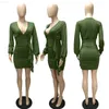 Urban Sexy Jurken HAOYUAN Sexy Gedrapeerde Bodycon Mini Jurk V-hals Lange Mouw Vrouwen Y2k Kleding Verjaardagsfeestje Outfits Nachtclub Dames Jurken L230711