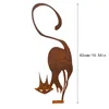 Metal Cat Fence Topper Decor Garden Statues Yard Ornament Art Crafts Outdoor Decorative Stakes Patio Garden Steel Silhouette L230620
