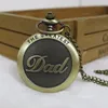 Fickur Lyx till min pappa Jag älskar dig Carving Quartz Watch For Father Graverad Fob Chain Klocka Pappa Födelsedagspresenter