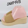 Slippers JMPRS Knitted Wedges Slippers for Women Summer Chunky Platform Wedge Heels Sandals Woman Light Thick Sole Beach Shoes Mujer 230710
