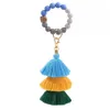 Key Rings Ups Favor Sile Beads Bracelet Keychain Three Layer Cotton Tassel Wrist Keyring Bead Bangle Ring Women Bag Pendant Decorati Dhckx