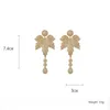Stud Golden Leaf Crystal Dangle Oorbellen voor Vrouwen Lange Tassel Geometrische Bruiloften Sieraden Accessoires Groothandel 230710