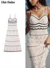 Miejskie seksowne sukienki seksowna dzianinowa sukienka damska Midi Slim bez rękawów damski pasek plażowy długie sukienki drążą moda Vestido 2023 Lady Summer New L230711