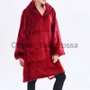 Blankets Warm Thick TV Pocket Hooded Blanket Winter Sofa Weighted Blankets Flannel Coral Fleece Unisex Giant Pocket for Beds Travel Home x0711