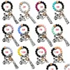 Key Rings 2023 Fashion Sile Cursive Cow Bead Bracelet Wood Disk Keychain Tassel Ox Head Wrist Ring Charm Pendant Accessory Fy3450 Dr Dholk