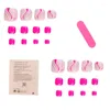 False Nails 24pcs Per Set Rose Pink Glitter Toenails Toe Fake For Women