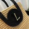 Gewebte Gemüsekorb-Handtaschen-Geldbeutel-Frauen-Einkaufstasche-Mode-Buchstaben-Strand-offene Handtasche-Kordelzug-Tasche