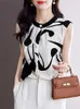 Women's Blouses Fashion Women Blouse Elegant Chiffon Summer 2023 Sleeveless White Print Top Office Lady Formal Shirts