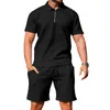 Survêtements pour hommes Polo décontracté été manches courtes revers T-shirt texturé Shorts grande taille deux pièces ensembles survêtement hommes