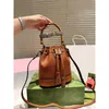 Cowhide Bucket Bag for Women Mini Shoulder Handbag Storage Bag Small Tassel Leather Girls Womens Messenger Bag