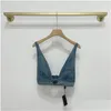 Débardeurs pour femmes Camis Été Débardeur en denim délavé pour femmes avec soutien-gorge à étiquette triangulaire et gilet à dos ouvert Mode sexy Versatile Drop Del Dhiwr