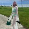 Lässige Kleider Sexy aushöhlen gestricktes Maxikleid Frauen Mode durchschauen rückenfreie lange Vestidos Sommer schicke weibliche Strandparty