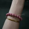 Strand Brilux 4 mm och 7 mm Rhodonite Armband Runt Stretch Original Design Omfamna Kärlek Harmoni