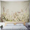 Arazzi Flower Green Leaf Tapestry Wall Hanging Natural Plant Style Landscape Home Decor R230710