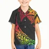 Herren-Freizeithemden, Jungen-Kind-Polynesian-Stammes-Hawaiian-Totem-Tattoo-Hawaii-Drucke, Jungen-Kurzarm-Top, Boutique-Button-Down-T-Shirts für Kinder