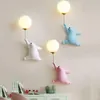 Wall Lamp Creative Cartoon Colorful Bear Living Room Children Baby Bedroom Bedside G9 Light With 3D Printing Moon Lighting