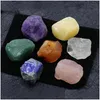 Kamień 7 sztuk/zestaw Reiki Natural Irregar Rock Quartz 7 Chakra Energy Healing Symbol dekoracji Drop Delivery biżuteria Dhrfu