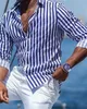 Camicie casual da uomo 2023 camicia stampata a righe blu a maniche lunghe da uomo abbigliamento di lusso sociale hawaiano elegante moda classica 6XL 230710