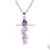 Pendant Necklaces Natural Crystal Stone Irregar Chip Amethyst Fluorite Beads Necklace For Women Jewelry Drop Delivery Pendants Dho5C