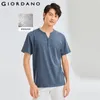 Blazers Giordano Men Tshirts Solid Color Henley Neck Kort ärm Tee -skjortor 100% Bomull Relaxed Tshirts 01022418