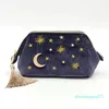 Toiletry Kits Cute Velvet Embroidery Cosmetic Bag Travel Organizer Women Makeup Zipper Make Up Pouch with Moon Star Tassel