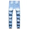 Męskie dżinsy moda Streetwear męskie zgrywanie Casual styl brytyjski męskie spodnie dżinsowe męskie marki klasyczne rozciągliwe wąskie spodnie ołówkowe niebieskie