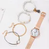 Zegarki na rękę 5 sztuk zestaw luksusowe kobiety bransoletka zegarki kwarcowe na skórzany zegarek panie sukienka sportowa zegar na rękę Relogio Feminino