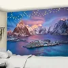 Tapestries Aurora Snow Mountain Landscape Tapestry Wall Hanging Style Mystery Home Wall Decor Background Cloth