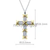 Pendant Necklaces 2020 New Arrival Unique Ins Luxury Jewelry 925 Sterling Silver Princess Cut Topaz Cross Pendant Party Women Wedding Link Chain Necklace Gift x0711