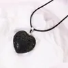 Pendant Necklaces Black Lava Stone 30Mm Heart Necklace Aromatherapy Essential Oil Per Diffuser Women Men Jewelry Drop Delivery Pendan Dhheo